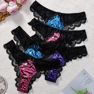 5pcs Plus Size Sexy Panties, Women’ Metallic Contrast Lace Scalloped Trim Briefs Clothing, Shoes & Jewelry Shop Online at Dubai Trades