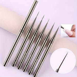 5pcs Precision Nail Art Brush Set – Metal Handle, Uv Gel & Polish Liner Brushes For Stripes, Flowers & Leaves, Sizes 6/9/12/15/18mm – Diy & Professional , Nail Tips Beauty & Personal Care Shop Online at Dubai Trades