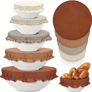 5pcs Reusable Linen Bowl Covers – Striped, Round Polyester Lids For Bread Rising & Food Storage – Kitchen & Dining Home & Kitchen Shop Online at Dubai Trades