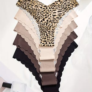 5pcs Scallop Trim Seamless Briefs, Sexy Comfy Breathable Stretchy Intimates Panties, Women’s Lingerie & Underwear, Triangle, Mid-waist, Wave Bikinis Shop Online at Dubai Trades