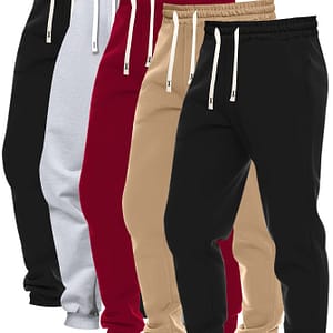 5pcs Set Of Men’ Color Regular Fit And Cuffed Sweatpants With Drawstring And Pockets, Casual Trousers Suitable For Jogging And Outdoors Sports Wear Active Shop Online at Dubai Trades