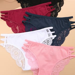 5pcs Solid Lace Semi Sheer Briefs, Sexy Comfy Breathable Stretchy Intimates Panties, Women’s Lingerie & Underwear Bikinis Shop Online at Dubai Trades