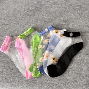 5pcs Women’s Breathable Ankle With Floral Prints & Contrasting Details – Comfortable Polyester , Hand Washable – Assorted Colors, Cute Accessories Shop Online at Dubai Trades