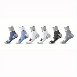 6 Pairs Of Men’s Anti Odor & Sweat Absorption Simple Crew Socks, Comfy & Breathable Socks, For Daily & Outdoor Wearing, Autumn & Winter Clothing Shop Online at Dubai Trades