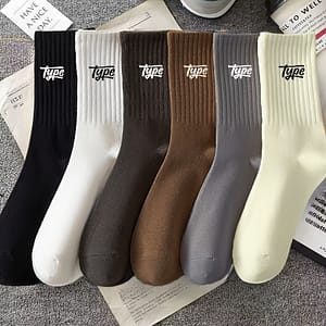 6 Pairs Of Men’s Mid-calf Socks, , Solid Color, Odor-resistant, Sweat-absorbing, Suitable For Basketball And Sports, Available In , Sweat-resistant Clothing Shop Online at Dubai Trades
