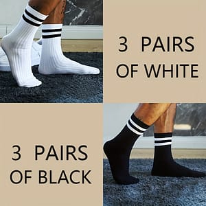 6 Pairs Of Men’s Trendy Striped Crew Socks, Breathable Comfy Casual Unisex Socks For Men’s Outdoor Wearing Wearing Clothing Shop Online at Dubai Trades