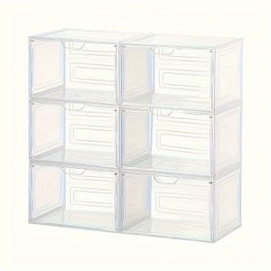 6-pack Clear Plastic Shoe And Hat Storage Organizer With Magnetic Closure, Waterproof Rectangle Stackable Sneaker Display Case, Multipurpose Closet Organizer Accessory Organizers Shop Online at Dubai Trades