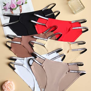 6-pack Seamless Panties For Women, 90% Polyamide 10% Elastane, Solid Color With Strap Detail, Knit Fabric, Drop Waist, Soft & Breathable Underwear & Lingerie Bikinis Shop Online at Dubai Trades