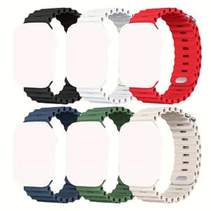 6-pack Sport Silicone Bands Compatible With Watch Series 8/7/6/5/4/3/2/1, Se, Ultra – Water-resistant Replacement Wristbands With Hook And Loop Fastener For Iwatch 38mm-49mm Electronics Shop Online at Dubai Trades