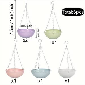 6-piece -watering Plastic Hanging Set For Indoor & , Hanging Pots With Drains & , Garden Container For Succulents & Aquatic Plants – Use Without Electricity Home & Kitchen Shop Online at Dubai Trades