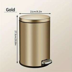 6l Golden Stainless Steel Trash Can – Quiet-close, Round Waste Bin For Kitchen, Bathroom, Bedroom, Living Room & Office, Christmas/halloween Gift Decoration Bath Shop Online at Dubai Trades 2