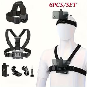 6pcs Action Camera Accessory Kit – Adjustable Phone Clip Mount, Compatible With, Phone, And Cameras – Complete Set For Versatile Use Accessories & Supplies Shop Online at Dubai Trades 2