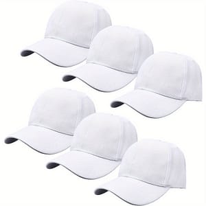 6pcs Adjustable Blank Baseball Caps – 100% Polyester, Sporty Style With Flat Brim & Back For Diy Projects, Baseball Accessories Accessories Shop Online at Dubai Trades