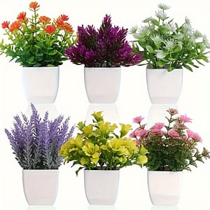 6pcs, Artificial Flowers, Small Simulated Plants With Flower Pots, Mini Potted Plants, Suitable For Home Office Desktop Decoration Artificial Flowers Shop Online at Dubai Trades