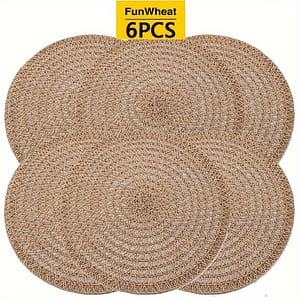 6pcs Elegant Bohemian Round Placemats – Non-slip, Heat-insulated, Woven Jute, Easy To Clean, Party Potlucks And Dinner Parties Dining & Entertaining Shop Online at Dubai Trades