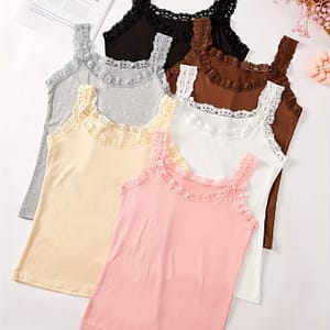 6pcs Floral Lace Vest Top, Simple Breathable Tank Top, Women’s Lingerie & Underwear Camisoles & Tanks Shop Online at Dubai Trades