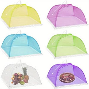 6pcs Food Net Covers For Outside, 17″x17″ Large Outdoor Food Cover Mesh Screen Tents Umbrella Covers For Picnics, Parties, Bbq, Camping, Reusable And Collapsible Dining & Entertaining Shop Online at Dubai Trades