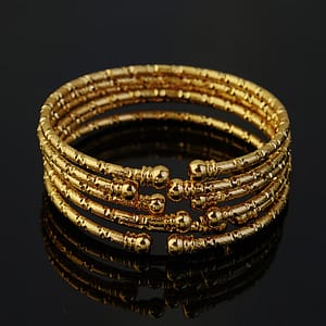 6pcs Luxury 18k Golden Plated Iron Bracelet Set, Classic Middle Eastern Double Headed Beads Design, Dubai Bride Jewelry, Ideal For Daily & Party , Mother’s Day Gift – Compatible Bangle Shop Online at Dubai Trades