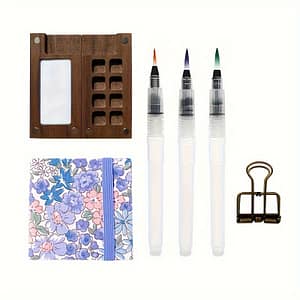 6pcs Mini Wooden Watercolor Paint Set With Brush, Clips & Fabric Sketchbook – Portable Outdoor Art Kit For 8/15 Colors (paint Not Included) – Decorative Home Art Supplies Collectibles & Fine Art Shop Online at Dubai Trades 2
