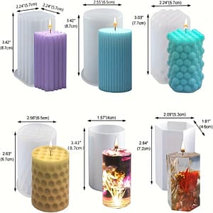 6pcs Silicone Candle Mold Set, Diy 3d Hexagonal Cylinder & Bubble Column Shapes, Soy Wax Soap Making, Scented Candle Crafting Kit Arts, Crafts & Sewing Shop Online at Dubai Trades