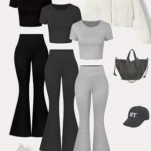 6pcs Spring Summer Women Casual Slim-fit Comfortable Round Neck Short-sleeved T-shirt Flare Pants Lycra Solid Clothes Pants Suit Clothing Shop Online at Dubai Trades