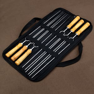 6pcs Stainless Steel Barbecue Forks – Long-handled Bbq Skewers For Chicken Wings, Lamb Legs, Grilling Accessories With Wooden Handle & Storage Bag Barbecue Forks & Claws Shop Online at Dubai Trades