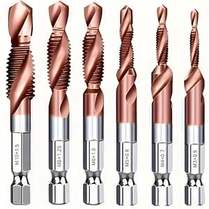 6pcs Tap Set With Countersink & Deburr – Metric M3 To M10, 1/4″ Hex Shank For Cutting Business, Industry & Science Shop Online at Dubai Trades