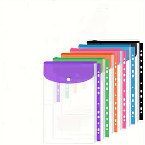 6pcs/12pcs Transparent Plastic Envelopes Binder Pocket – 11 Holes Folders For 2/3/4 Document Pouch With Snap Button & Label – For School, (vertical-opening) Education & Crafts Shop Online at Dubai Trades