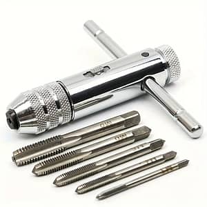 6pcs/set, Adjustable Silvery T-handle Ratchet Tap Holder Wrench With 5pcs M3-m8 3mm-8mm Machine Screw Thread Metric -shaped Tap Business, Industry & Science Shop Online at Dubai Trades