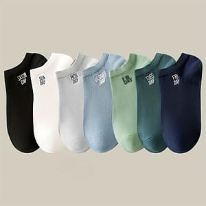 7 Pairs Of Men’s Anti Odor & Sweat Absorption Trendy Simple Low Cut Socks, Comfy & Breathable Thin Socks, For Daily & Outdoor Wearing, Spring And Summer Clothing Shop Online at Dubai Trades