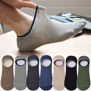 7 Pairs Of Spring And Summer Invisible Thin Mesh Color Matching Shallow Mouth Solid Color Silicone Non-slip Men’s Boat Socks Clothing Shop Online at Dubai Trades