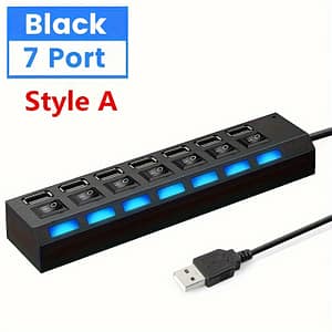 7-port Usb 2.0 With Power Switch, Led Indicators, Usb 3.0 Male To Female Adapter For Pc, Laptop, And Peripherals – Usb Powered, 5v Operating Voltage Computer Accessories & Peripherals Shop Online at Dubai Trades 2