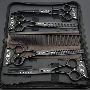 7.0 Inches Professional Dog Grooming Scissors Set Straight & Thinning & Curved & & Comb 5pcs In 1 Set For Left-handed & Right Handed Dogs Shop Online at Dubai Trades