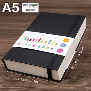 760-page Minimalist Blank Notebook – Hardcover Leather, Waterproof, With Bookmark Ribbon, Ideal For Drawing, & Daily Work Diary, Design, Journal|elegant | Leather Cover Hardcover Executive Notebooks Shop Online at Dubai Trades