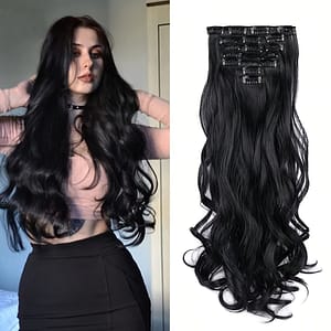 7pcs Clip-on Medium Body Wave Synthetic Hair Extensions, Women’s Wig Pieces Beauty & Personal Care Shop Online at Dubai Trades