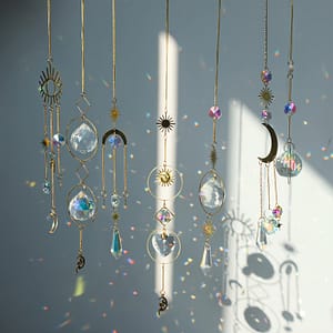 7pcs Crystal Hanging Sun , With Chain, Colorful Crystal Glass Ball Pendant Ornament For Window Bedroom , Party Wedding Decoration Hanging Ornaments Shop Online at Dubai Trades