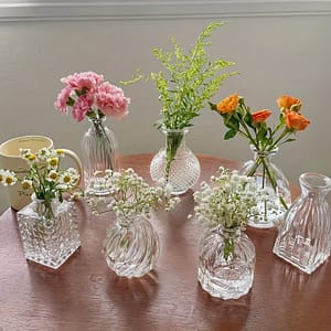 7pcs Set, Small Flower Vase, Transparent Vintage Flower Vase Centerpiece, Country Wedding Decoration, Home Dining Table Flower Decoration Home & Kitchen Shop Online at Dubai Trades