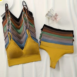 8 Colors Women’ Briefs Panty Sets, Removable Padding, Solid Color, No Belt, For Adult Women Clothing Shop Online at Dubai Trades