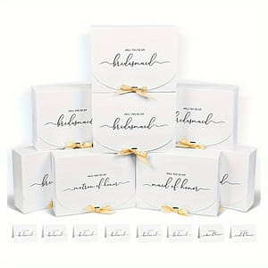 8 Packs, Elegant Bridesmaid Proposal Box Set With Ribbon, 10.6×7.9×3.1 Inch Perfect Maid Of Proposal Box, Stunning Bridesmaid Boxes, Exquisite Of Proposal Gift Box Box Packs Shop Online at Dubai Trades