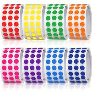 8000pcs 1/4″ Round Color Coding Labels – Adhesive Dot Stickers In 8 Vibrant Colors For Inventory Management & Document Sorting Color-Coding Labels Shop Online at Dubai Trades