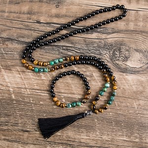 8mm Black Eye African Pine Bead Necklace 108 Mala Jewelry Clothing, Shoes & Jewelry Shop Online at Dubai Trades