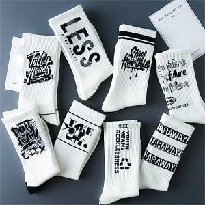 8pcs Men’s Mid-calf Athletic Socks – Breathable, Moisture-wicking Polyester & Spandex For Basketball & Sports, Trendy Geometric Pattern Clothing Shop Online at Dubai Trades