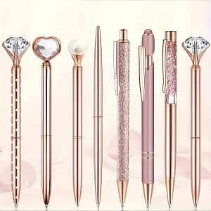 8pcs Rose Golden Ballpoint Pen Set Liquid Sand Glitter Metal Crystal Pen Pen Gifts For Valentine’s Day Supplies Ballpoint Pens Shop Online at Dubai Trades 2