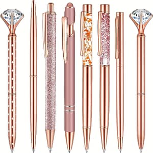 8pcs Rose Golden Ballpoint Pen Set Liquid Sand Glitter Pen Metal Crystal Diamond Pen Students Ballpoint Pen Gift Rose Golden Desktop Supplies Ballpoint Pens Shop Online at Dubai Trades