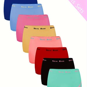 8pcs Women’ Boxer Briefs – Comfortable, Stretchy, No-show Nylon Underwear In Assorted Colors (blue, Pink, Yellow, Red, Black, Turquoise) With “side ” Print, Sizes 18-35y Boy Shorts Shop Online at Dubai Trades