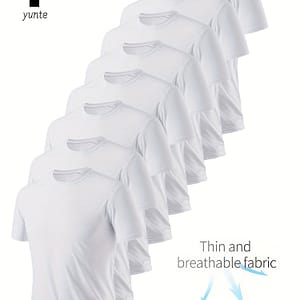 8pcs Yunté Men’s Quick-dry T-shirts – Breathable, Sweat Absorbent Polyester, Crew Neck, Short Sleeve – Ideal For Gym, Running & Fitness, Lightweight & Comfortable, Gym Clothes Active Shop Online at Dubai Trades