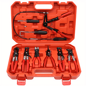 9-piece Flexible Hose Clamp Pliers Set For Automotive Fuel Water Coolant Hose Clamps, Professional Long Reach Hose Clamps Pliers Kit For External Use, Iron Construction Automotive Shop Online at Dubai Trades