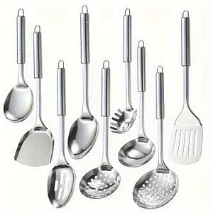 9-piece Stainless Steel Kitchen Utensil Set – Cooking & Serving Tools, , Dishwasher Safe, Essential Accessories For Business, Industry & Science Shop Online at Dubai Trades