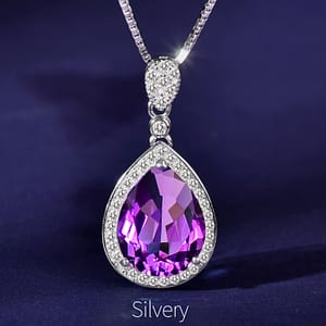 925 Silver Natural Amethyst Pendant Water Drop Shape Large And Fashionable Simple Versatile High-end Pendant With 45cm 925 Silver Necklace As Mother’s Day Gift Clothing, Shoes & Jewelry Shop Online at Dubai Trades 2