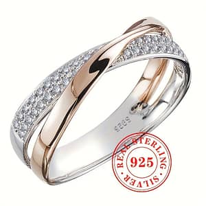 925 Sterling Silver 2 Tone Mobius Finger Ring Pave Zirconia Ring For Women Daily Casual Party Jewelry Clothing, Shoes & Jewelry Shop Online at Dubai Trades